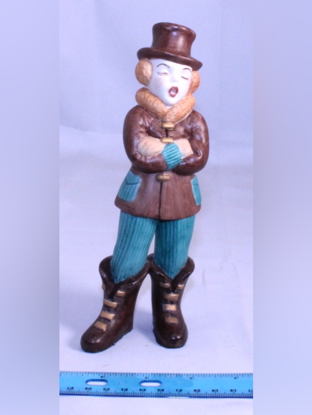Vintage Atlantic Mold ceramic Dickens Boy Christmas caroler figurine